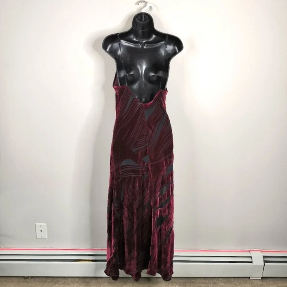 Vintage Y2K 2000s Burnout Velvet Velour Vamp Whismigoth Dark Fairy Midi Dress M - Picture 2 of 8